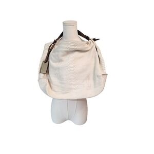 Coccinelle Cream White Snakeskin Leather Hobo Bag Designer Handbag‎ Purse